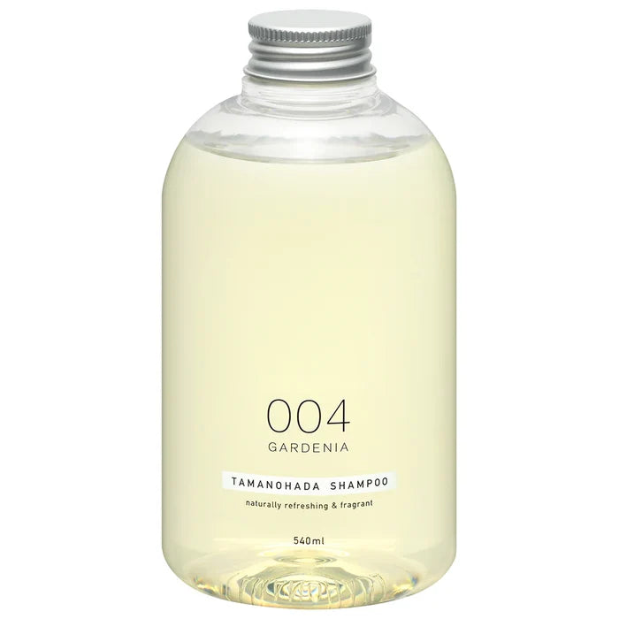 Tamanohada Shampoo bottle labeled '004 Gardenia' on a white background