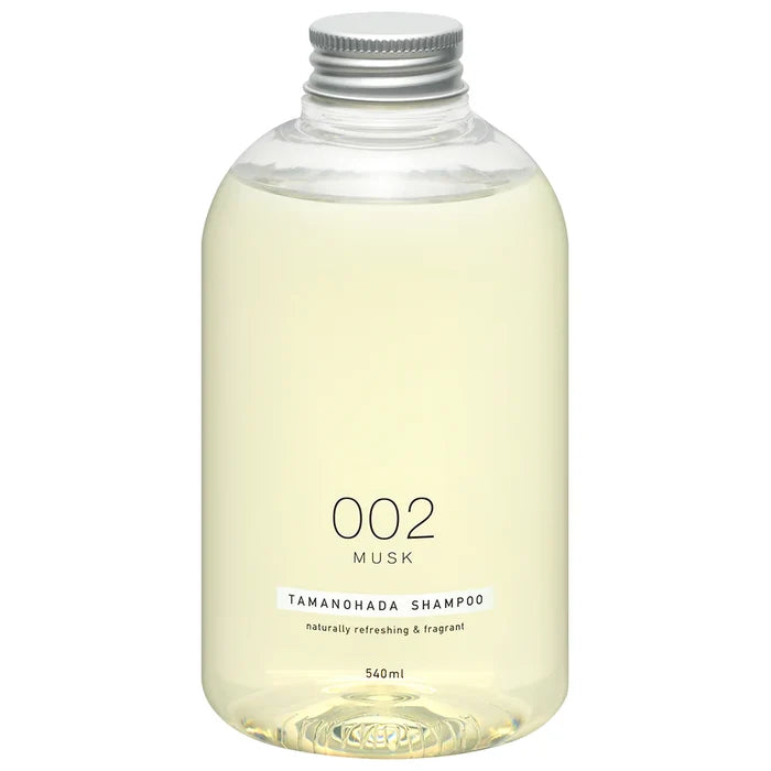 Tamanohada Musk shampoo bottle on a white background