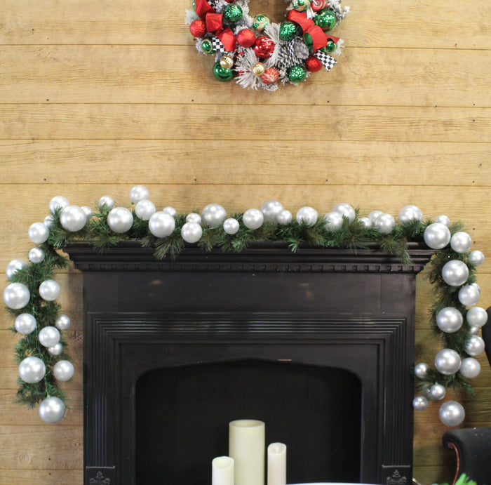 Silver Ball Garland, 10'