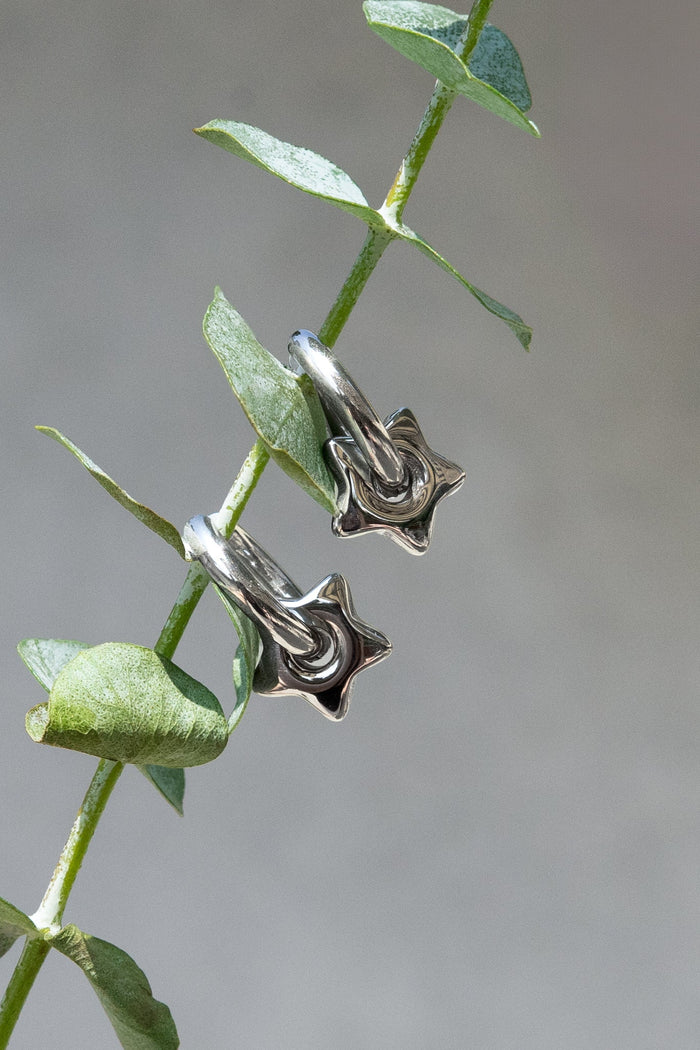 Silver Estrella Hoops