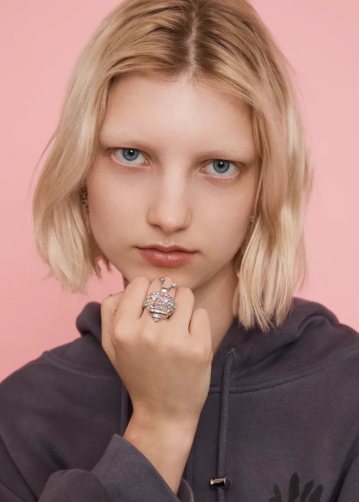 Silver Pastel Snail Ring