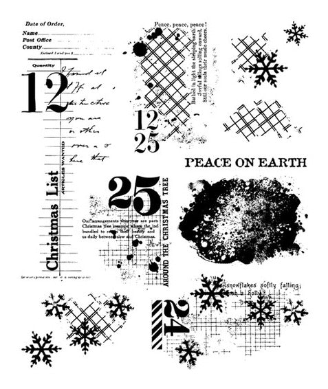 Sizzix - Clear Stamp Set by 49 And Market - Holiday Textures. At Embellish Away in Bowmanville Ontario Canada.