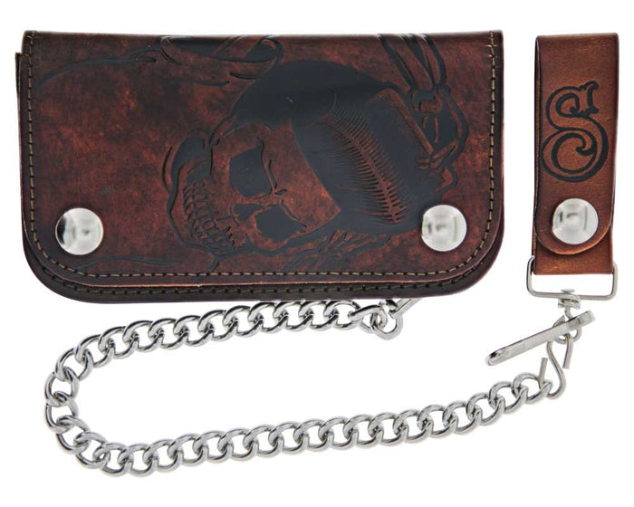 Antique Brown Skeleton Chained Biker Wallet