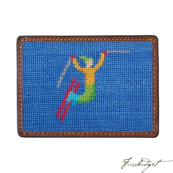 Ski Tricks Needlepoint Card Wallet
