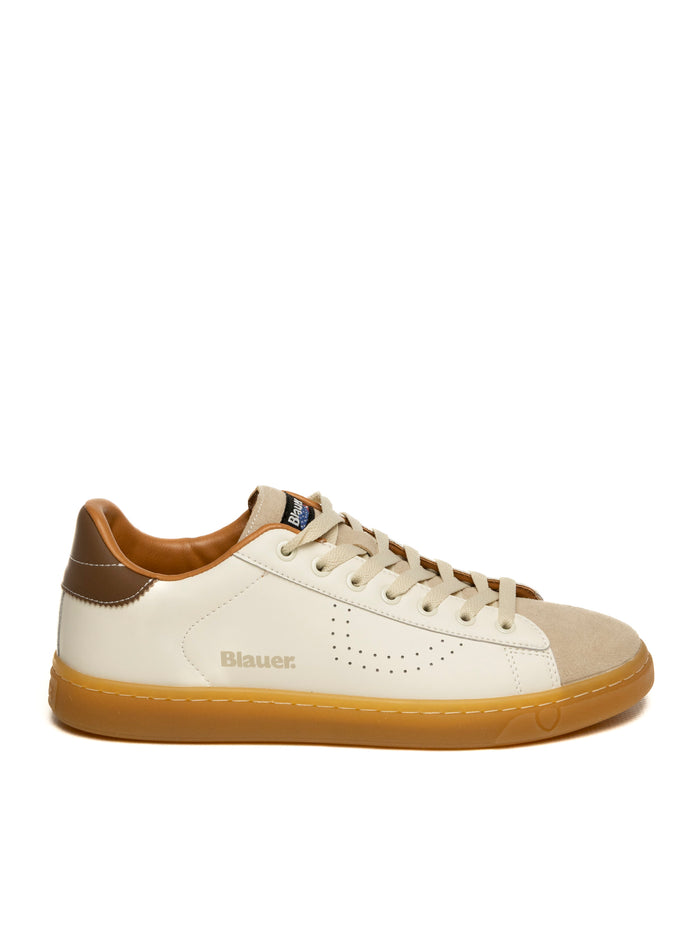 BLAUER Sneaker lowell bianco/cuoio LOWELL01 PELLE CREAM/BROWN