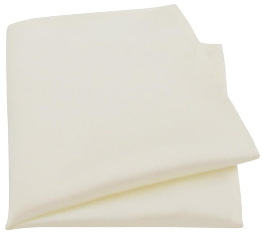 Ivory Pocket Square - Snowdrop Handkerchief in 25cm satin, ideal for weddings and formalwear. Smooth finish and elegant fold for suit styling.