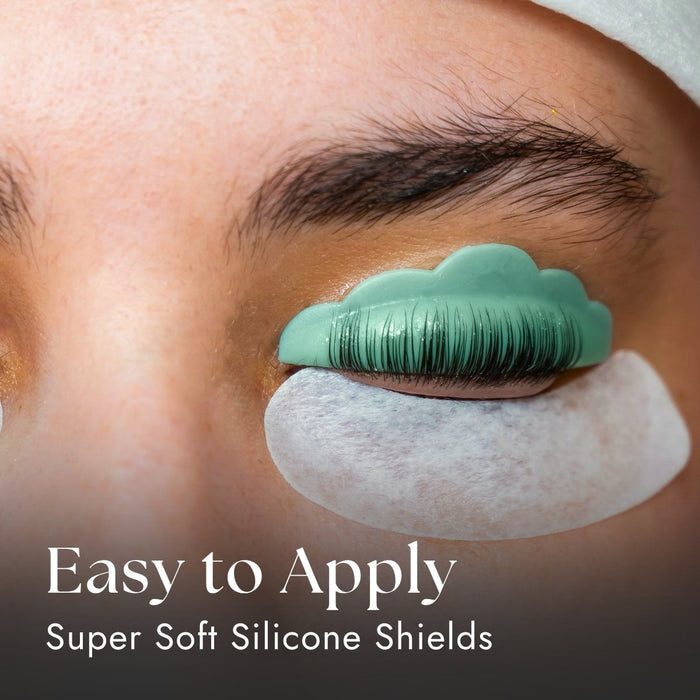 Soft Silicone Lash Lift Shields Applied to Client