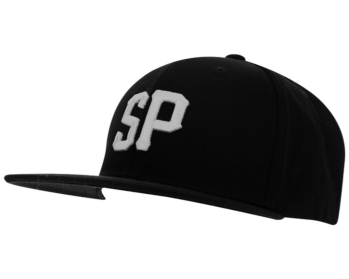 black suavecito hat with white embroidered text "SP"