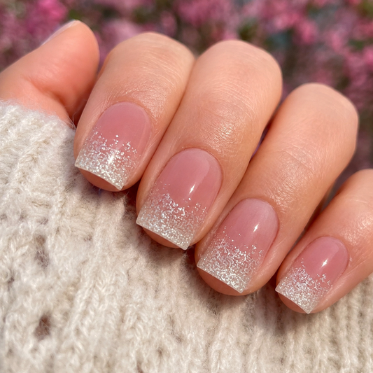 Sparkling Caramel Brown French UV Gel Nail Stickers - Caramel Glitter Nail Art Wraps