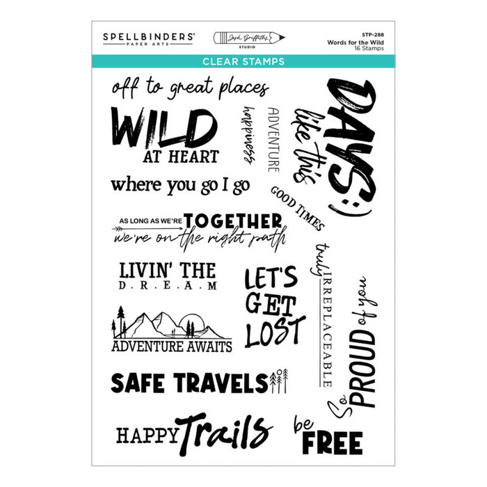 Spellbinders - Clear Stamp - Words for the Wild. By Josh Griffiths Studio. Available at Embellish Away in Bowmanville Ontario Canada.