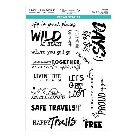 Spellbinders - Clear Stamp - Words for the Wild. By Josh Griffiths Studio. Available at Embellish Away in Bowmanville Ontario Canada.