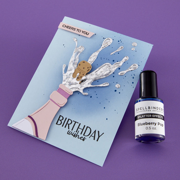 Spellbinders - Splatter Effects - Blueberry Pop. Available at Embellish Away in Bowmanville Ontario Canada. Example by brand ambassador.