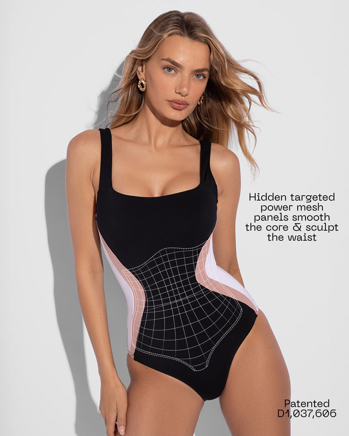 Details graphic of Squarey - Contour Black/Rose/White highlighting power mesh