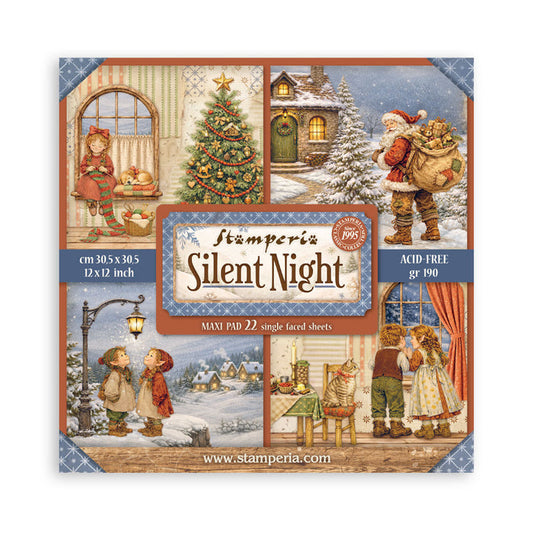 Stamperia - 12X12 Maxi Paper Pad - Silent Night. Includes 22 sheets Single-Sided. Available at Embellish Away located in Bowmanville Ontario Canada.
