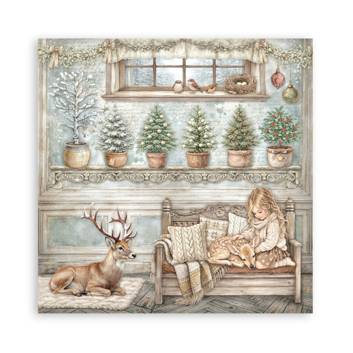 Stamperia - 12X12 Maxi Paper Pad - White Christmas. Includes 22 sheets Single-Sided. Available at Embellish Away located in Bowmanville Ontario Canada.