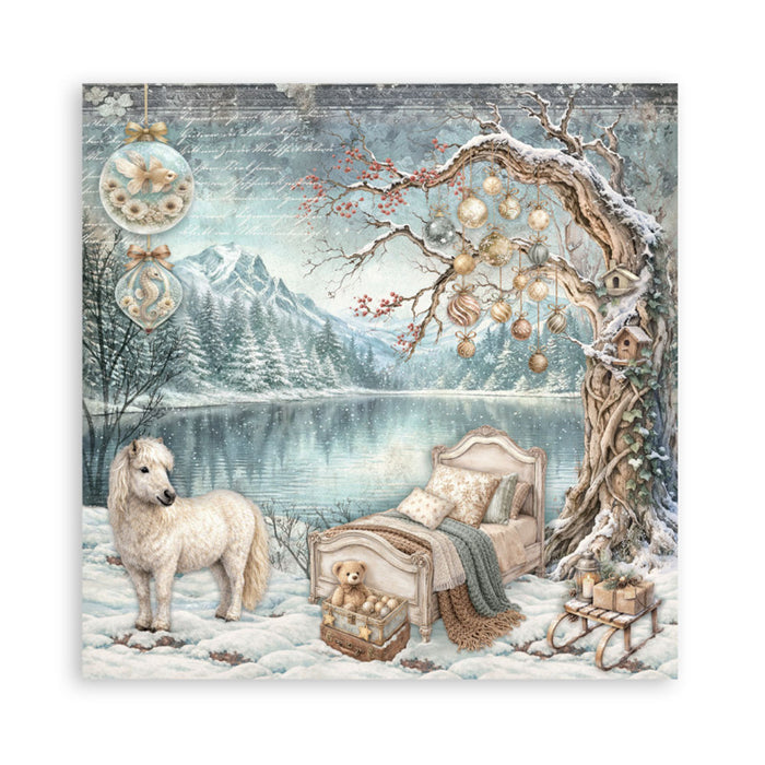Stamperia - 12X12 Maxi Paper Pad - White Christmas. Includes 22 sheets Single-Sided. Available at Embellish Away located in Bowmanville Ontario Canada.