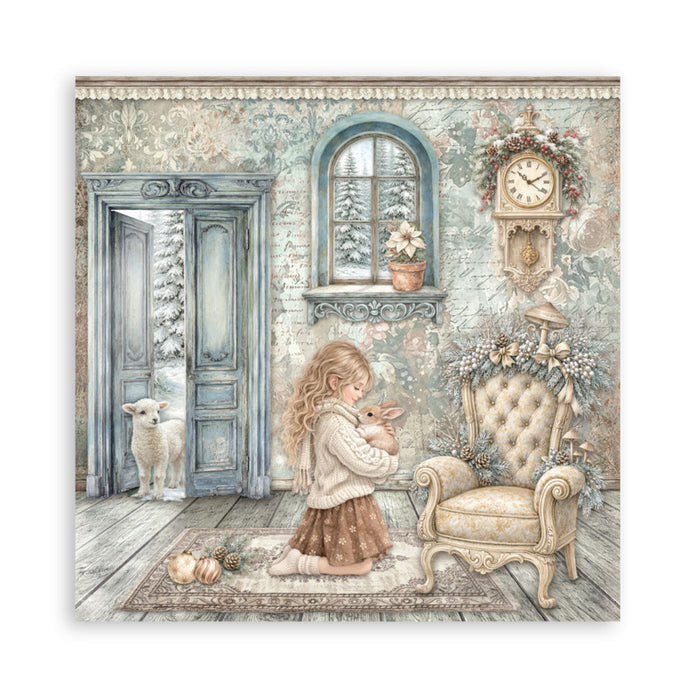 Stamperia - 12X12 Maxi Paper Pad - White Christmas. Includes 22 sheets Single-Sided. Available at Embellish Away located in Bowmanville Ontario Canada.