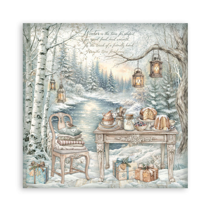 Stamperia - 12X12 Maxi Paper Pad - White Christmas. Includes 22 sheets Single-Sided. Available at Embellish Away located in Bowmanville Ontario Canada.