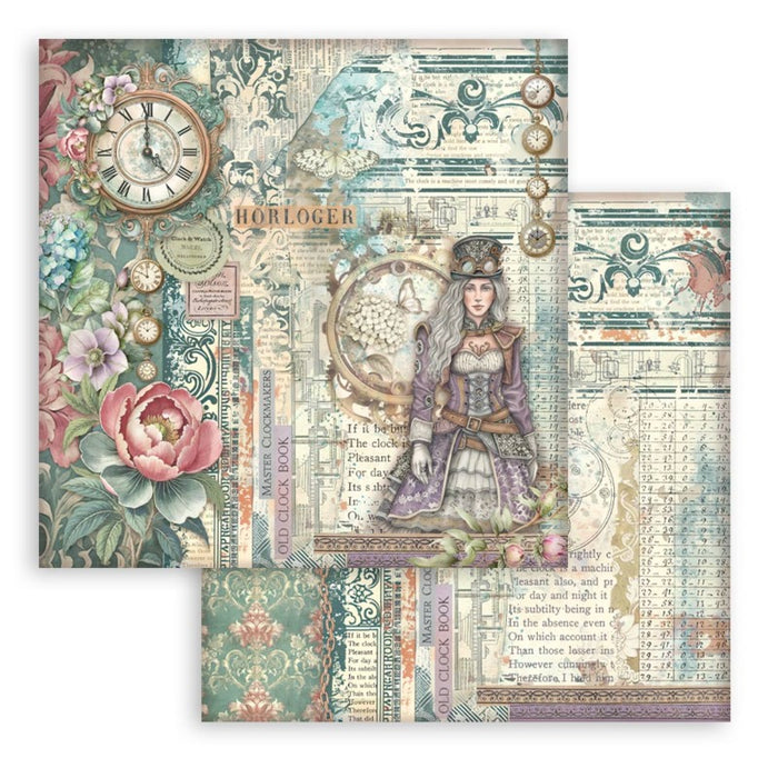 Stamperia - 12X12 Paper Pad - Gardens of Time. 10 sheets. Available at Embellish Away located in Bowmanville Ontario Canada.