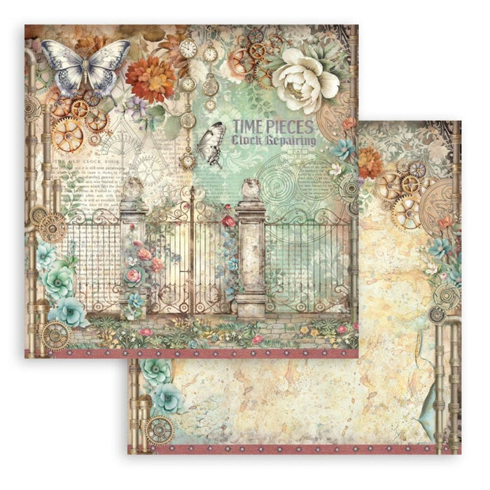 Stamperia - 12X12 Paper Pad - Gardens of Time. 10 sheets. Available at Embellish Away located in Bowmanville Ontario Canada.