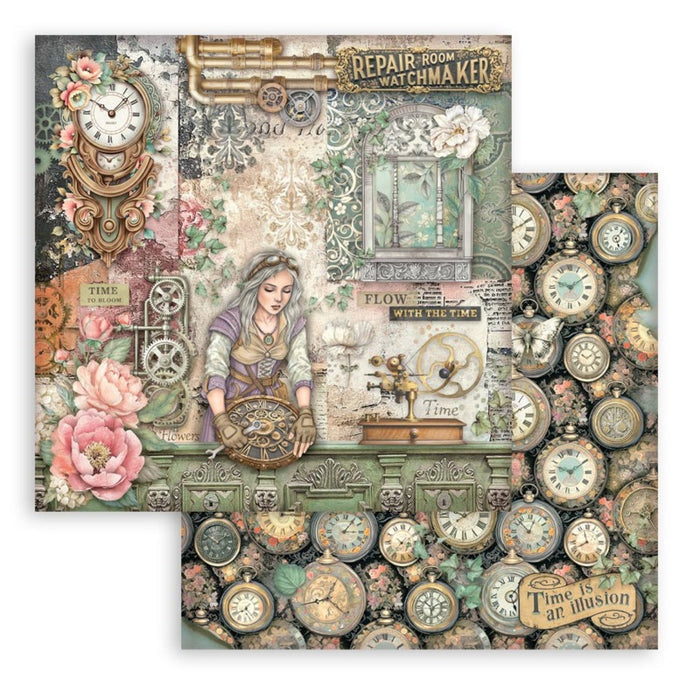 Stamperia - 12X12 Paper Pad - Gardens of Time. 10 sheets. Available at Embellish Away located in Bowmanville Ontario Canada.