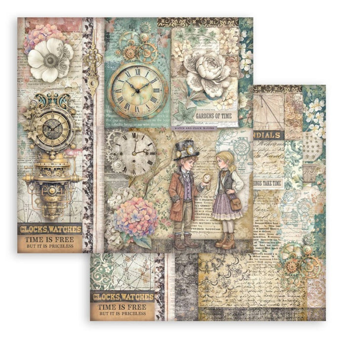 Stamperia - 12X12 Paper Pad - Gardens of Time. 10 sheets. Available at Embellish Away located in Bowmanville Ontario Canada.