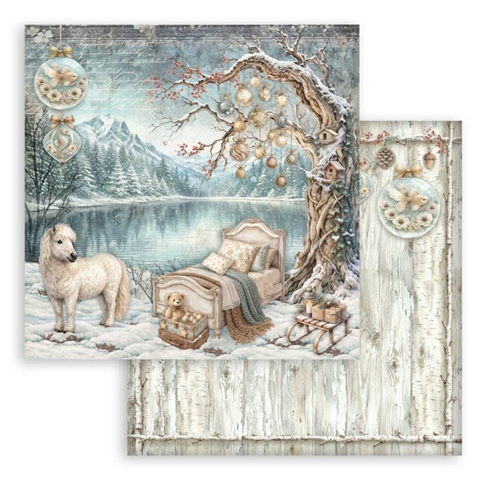 Stamperia - 12X12 Paper Pad - White Christmas. 10 sheets. Available at Embellish Away located in Bowmanville Ontario Canada.