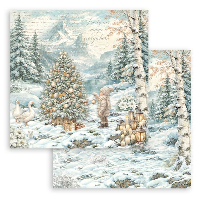 Stamperia - 12X12 Paper Pad - White Christmas. 10 sheets. Available at Embellish Away located in Bowmanville Ontario Canada.