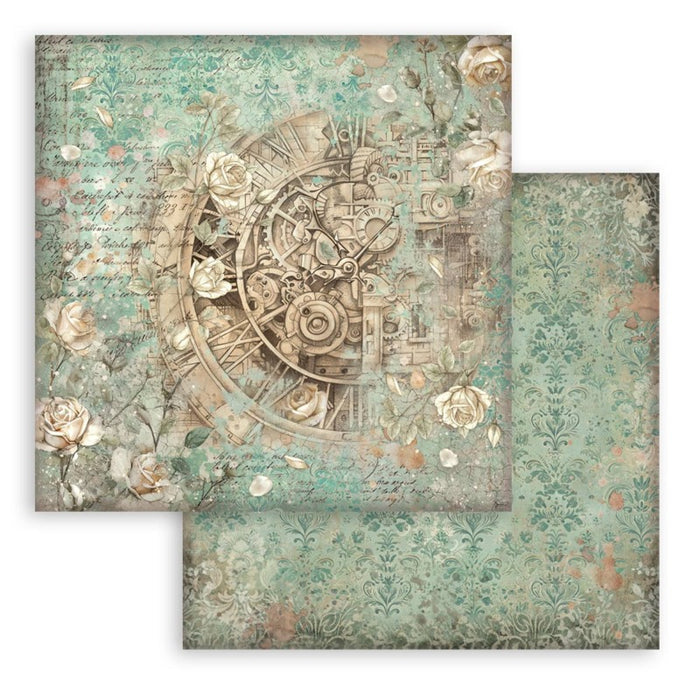 Stamperia - 8"X8" Backgrounds Paper Pad - Gardens of Time. Includes 10 sheets double-sided. Available at Embellish away in Bowmanville Ontario Canada.