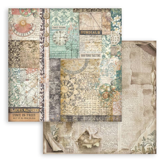 Stamperia - 8"X8" Backgrounds Paper Pad - Gardens of Time. Includes 10 sheets double-sided. Available at Embellish away in Bowmanville Ontario Canada.