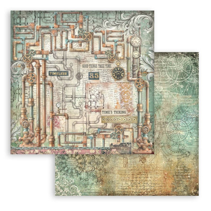 Stamperia - 8"X8" Backgrounds Paper Pad - Gardens of Time. Includes 10 sheets double-sided. Available at Embellish away in Bowmanville Ontario Canada.