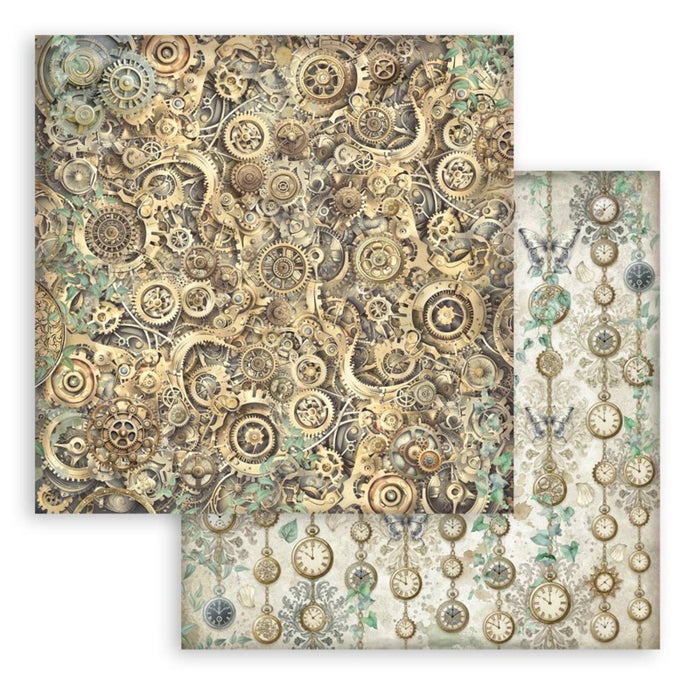 Stamperia - 8"X8" Backgrounds Paper Pad - Gardens of Time. Includes 10 sheets double-sided. Available at Embellish away in Bowmanville Ontario Canada.