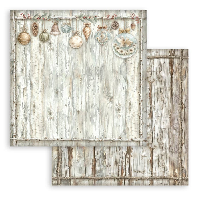 Stamperia - 8X8 Backgrounds Paper Pad - White Christmas. Includes 10 sheets double-sided. Available at Embellish away in Bowmanville Ontario Canada.