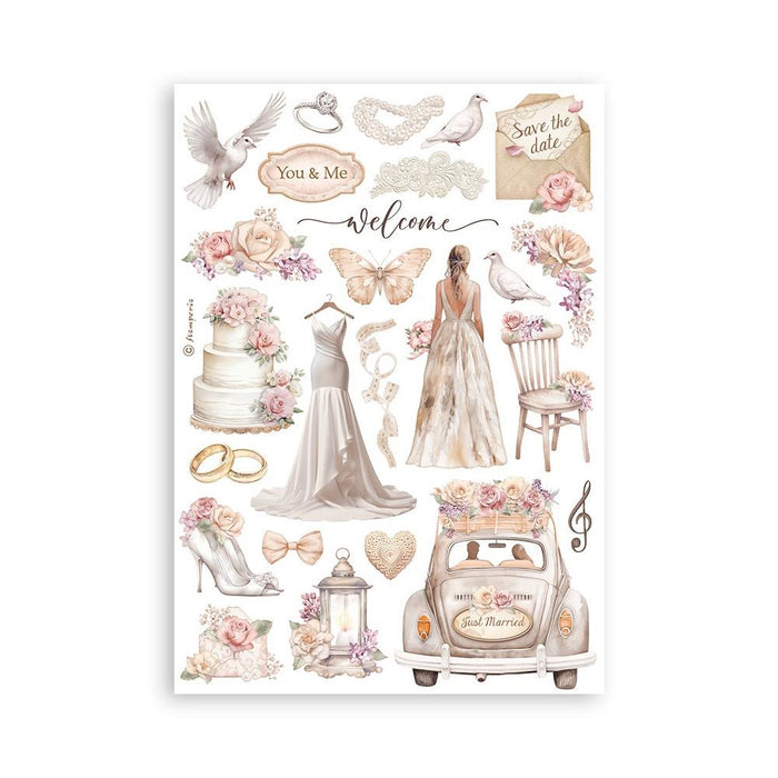 Stamperia - A5 Washi Pad - 8/Pkg - Romance Forever. The Washi album is printed on 8 sheets of translucent Washi paper, which is easy to cut. It works best on light surfaces. Available at Embellish Away located in Bowmanville Ontario Canada.