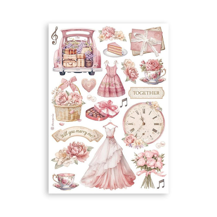 Stamperia - A5 Washi Pad - 8/Pkg - Romance Forever. The Washi album is printed on 8 sheets of translucent Washi paper, which is easy to cut. It works best on light surfaces. Available at Embellish Away located in Bowmanville Ontario Canada.
