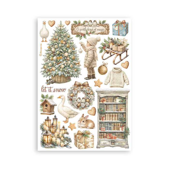 Stamperia - A5 Washi Pad - White Christmas. Includes 8 Sheets. Available at Embellish Away located in Bowmanville Ontario Canada.