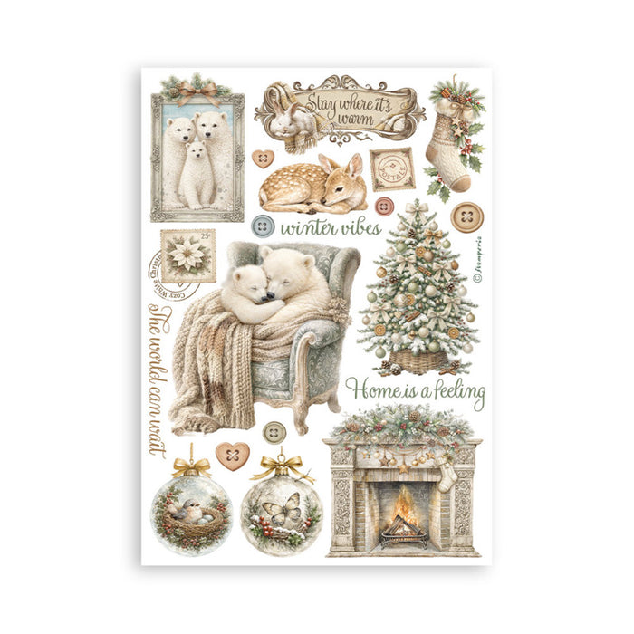 Stamperia - A5 Washi Pad - White Christmas. Includes 8 Sheets. Available at Embellish Away located in Bowmanville Ontario Canada.