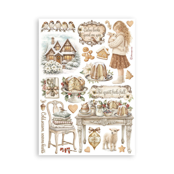 Stamperia - A5 Washi Pad - White Christmas. Includes 8 Sheets. Available at Embellish Away located in Bowmanville Ontario Canada.