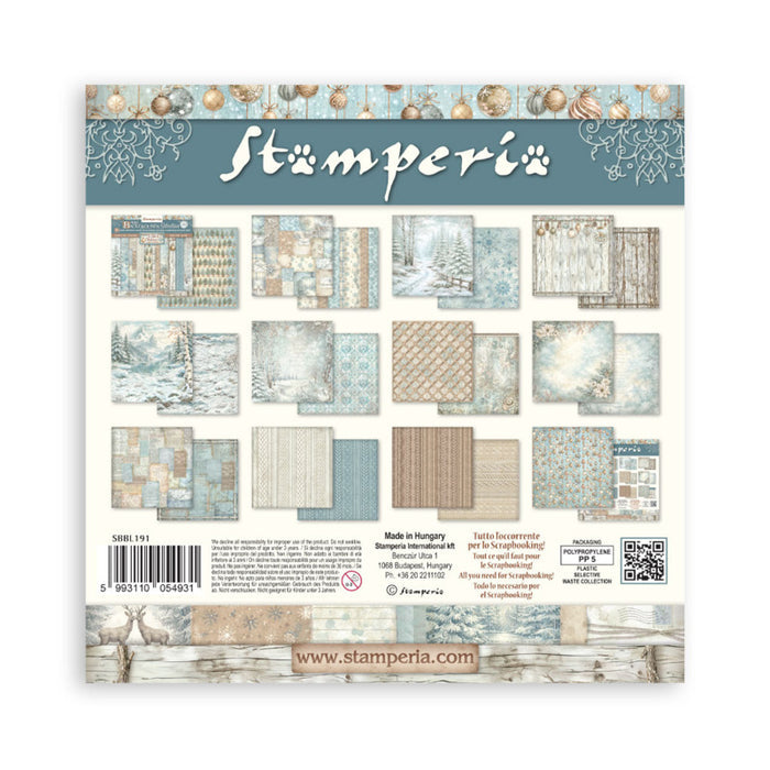 Stamperia - Backgrounds Double-Sided Paper Pad 12"X12" - 10/Pkg - White Christmas. Available at embellish Away located in Bowmanville Ontario Canada.