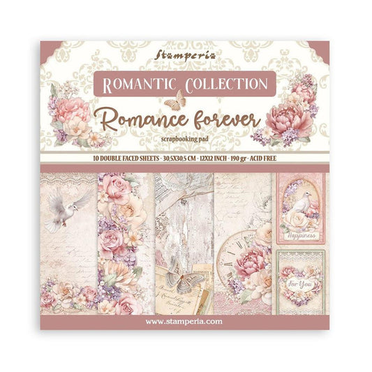Stamperia - Double-Sided Paper Pad 12"X12" - 10/Pkg - Romance Forever. Start your project off right with the perfect paper for scrapbook pages, greeting cards, bookmarks, gift cards, mixed media and much more! Available at Embellish Away located in Bowmanville Ontario Canada.