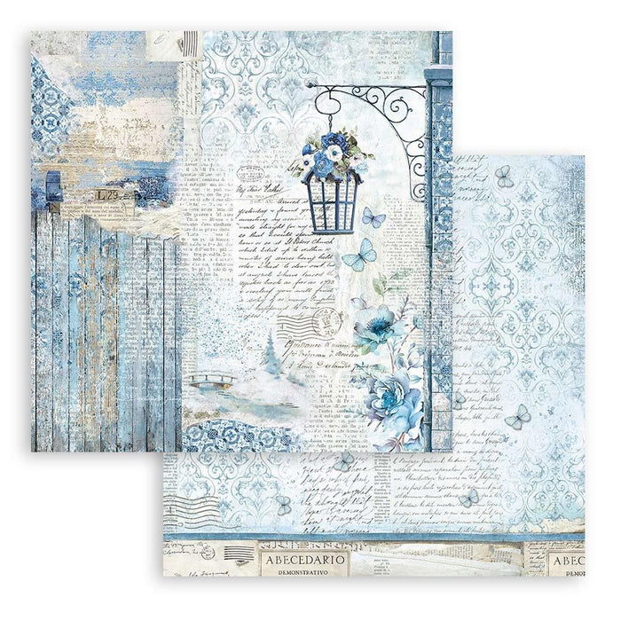 Stamperia - Double-Sided Paper Pad 8"X8" - 10/Pkg - Blue Land. All you need for scrapbooking! Available in a variety of designs, each sold separately. This package contains ten 8x8 inch sheets of double-sided paper, each with a different design. Available at Embellish Away located in Bowmanville Ontario Canada.