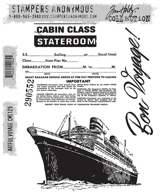 Stampers Anonymous - Tim Holtz - Cling Stamps - Artful Voyage. Available at Embellish Away located in Bowmanville Ontario Canada.