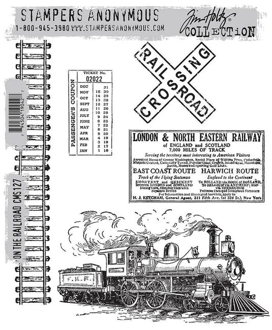 Stampers Anonymous - Tim Holtz - Cling Stamps - On The Railroad. Available at Embellish Away located in Bowmanville Ontario Canada.