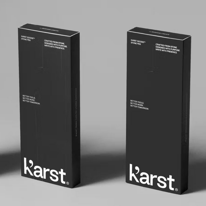 Three black 'karst' boxes arranged in a row on a gray background