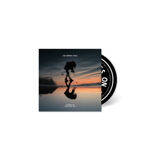 The CD cover for The Wonder Years shows a person with a guitar reflected upside down on wet sand at sunset, the album partly out of its case. Text: THE WONDER YEARS and BURSTING OUT FROM YOUR SOUL. Brand: The Wonder Years.