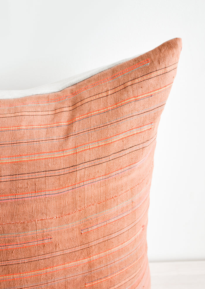 Thin Neon Stripe Pillow in Rust in  - LEIF