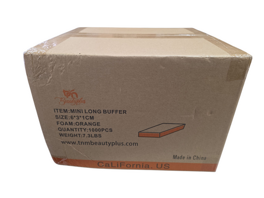 TNM BeautyPlus 2-Way Mini Long Orange White Buffer Box/1000ct