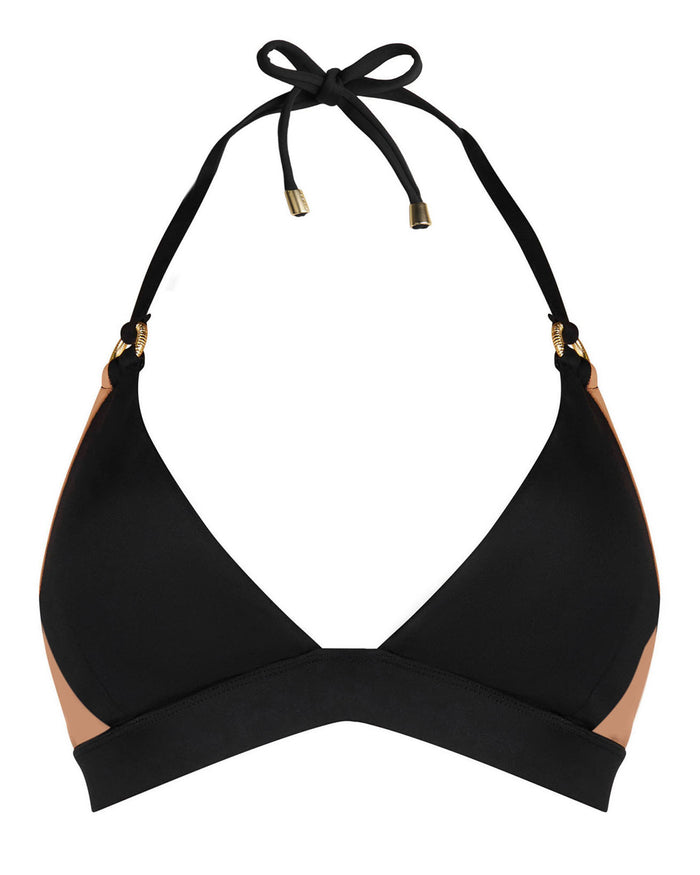 Outline image of Triangle Bikini Top - Black/Tawny