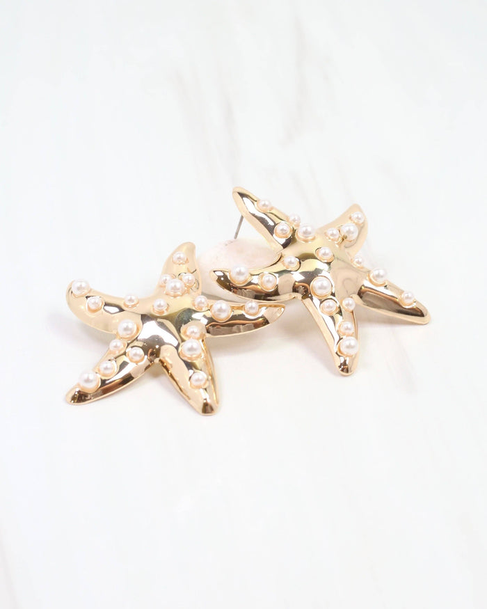 Trieste Pearly Starfish Earring Gold: Default