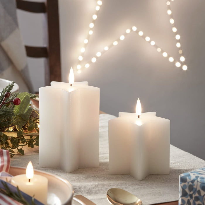 TruGlow® White Star Christmas Candle Duo With Remote Control